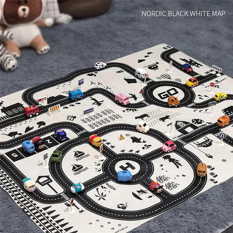 Kids Play Mat City Road Buildings Parking Map Game Educational Toys Baby Gyms zabawki dla dzieci #2O31 (11)