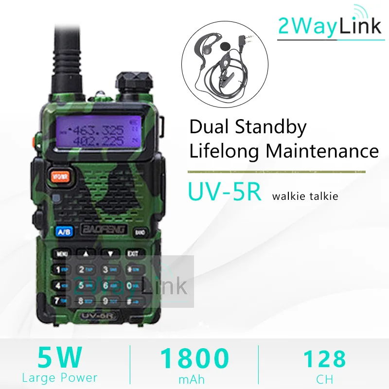 Baofeng UV-5R двухканальные рации двойной дисплей двухдиапазонный Baofeng UV5R портативный 5 Вт UHF VHF двухстороннее радио Pofung UV 5R КВ трансивер - Цвет: Camo