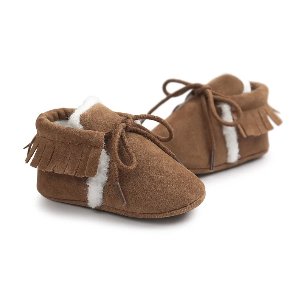 Зимняя Теплая Флисовая Милая обувь для новорожденных; обувь для малышей с мягкой подошвой для маленьких мальчиков и девочек 0-12 месяцев