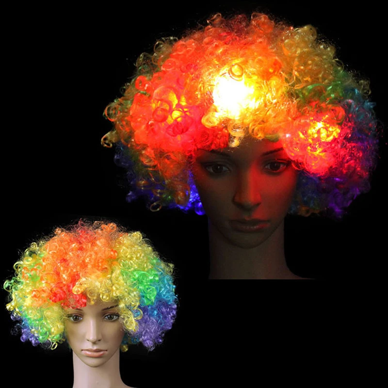

1Pcs Amazing Explosion of Head LED Light Blinking Wig Christmas Halloween Clown Hat Glow Party Carnival Headdress for Kids Adult