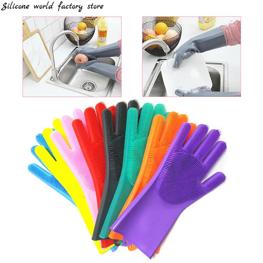 Silicone world Cleaning Gloves Multifunction Dish Washing For Kitchen Household Clean Tools | Дом и сад