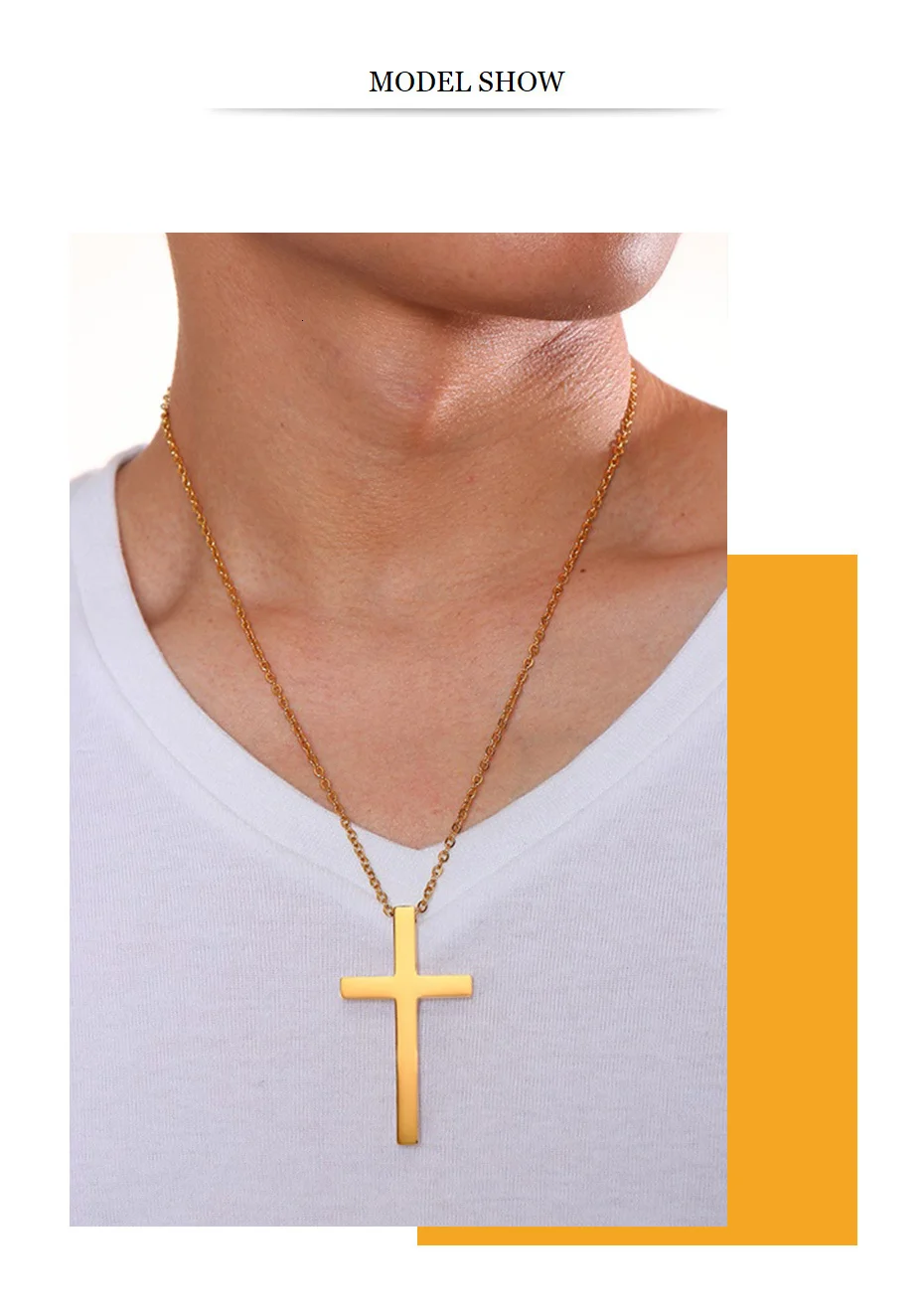 Vnox, простое ожерелье из нержавеющей стали с подвеской в виде Креста для мужчин и женщин, Черное золото, серебро, ювелирное изделие для воротника