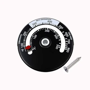 

1pc 63*9mm New Aluminum Alloy Magnetic Fireplace Thermometer Temperature Gauge Monitor For Stoves Woods Heat 0-500℃ Adsorption