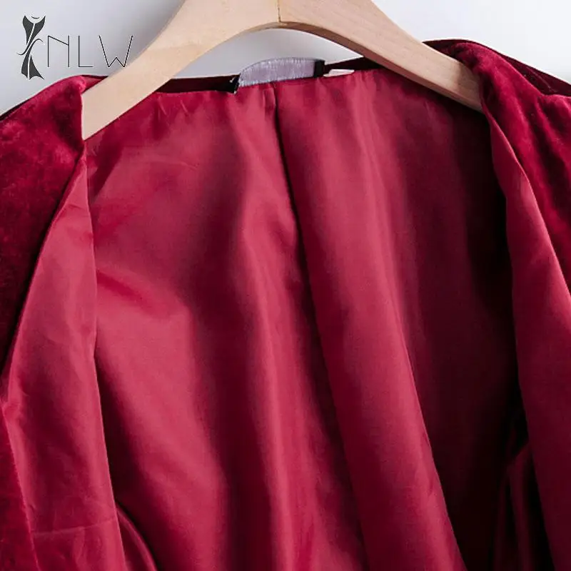 NLW бархатный Повседневный Блейзер Пальто для женщин осень зима однобортный бордовый бейзер кофта жакет элегантная Офисная Женская верхняя одежда
