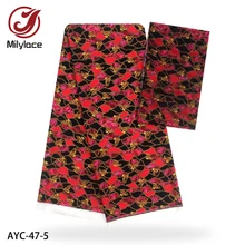 Удобная дышащая шифоновая ткань с принтом 4 ярдов+ атласная шелковая ткань с принтом 2 ярдов для одного комплекта повседневной одежды AYC-47