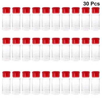 

30pcs Plastic Seasoning Bottle Spice Dispenser Pepper Shakers Salt Jar for Barbecue Kitchen (Red)