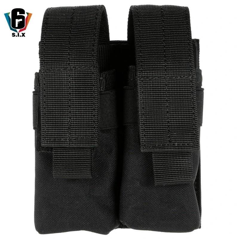 CQC Molle система тактический пистолет двойной подсумок Molle зажим военный страйкбол маг держатель сумка принадлежности для охоты - Цвет: BK