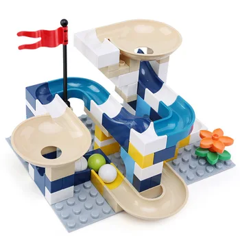 

80Pcs Marble Race Run Big Size Compatible Duploed Building Blocks Macron Funnel Slide Blocks DIY Bricks Toys For Children Gift