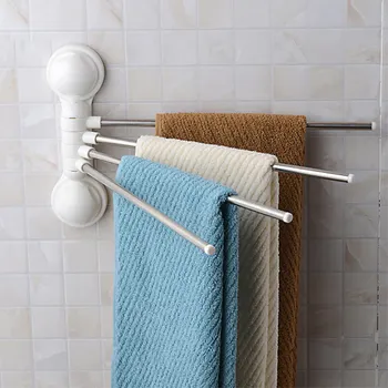 

Stainless Steel Towel Bar Rotating Towel Rack Bathroom Kitchen Wall-mounted Towel Suction Cup Rack Holder No Drilling RT99