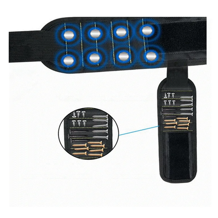 

Magnetic Wrist Strap Tool Pick-Up Device Five Rows Magnetic Nylon Magic Tape Wrist Strap Guanlan Customizable