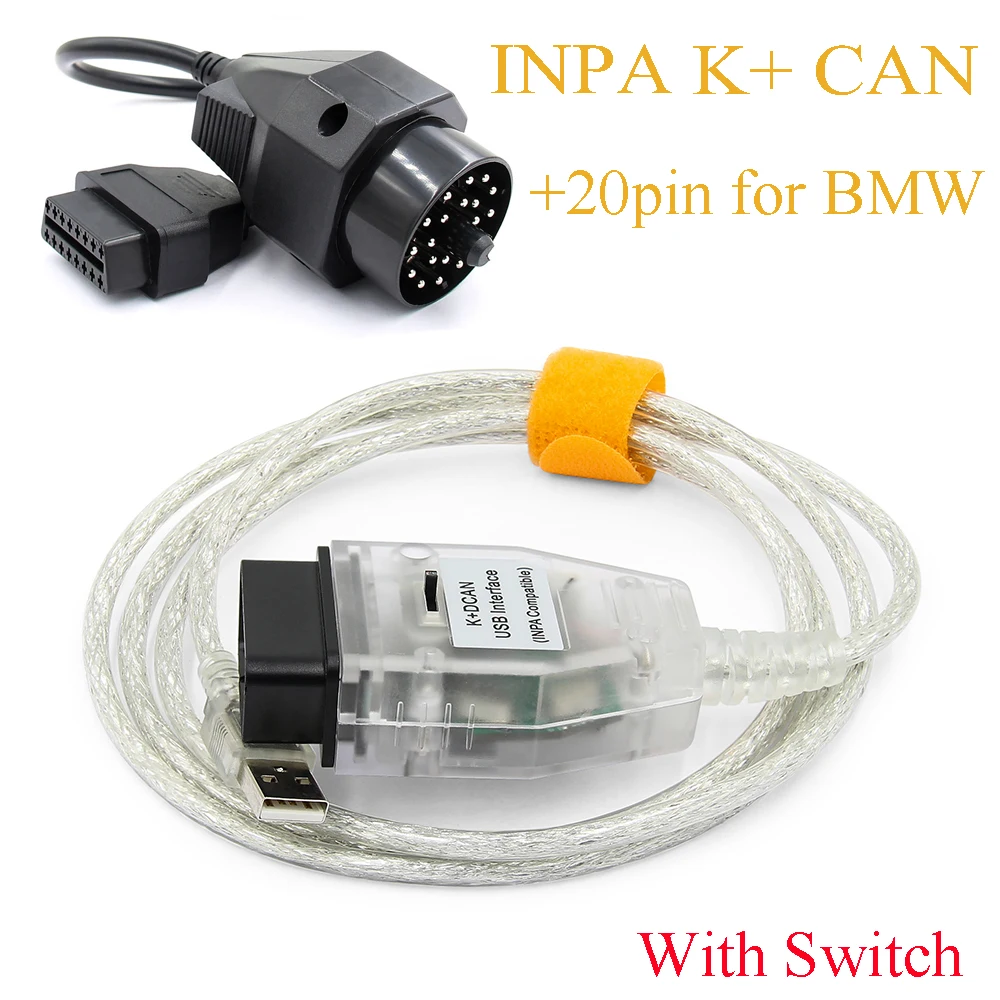 OBD2 для BMW INPA K+ CAN с переключателем FTDI FT232RQ чип OBD2 с 20-контактный кабель диагностики INPA K+ DCAN Поддержка к линии для 2013 BMW - Цвет: Switch INPA 20PIN