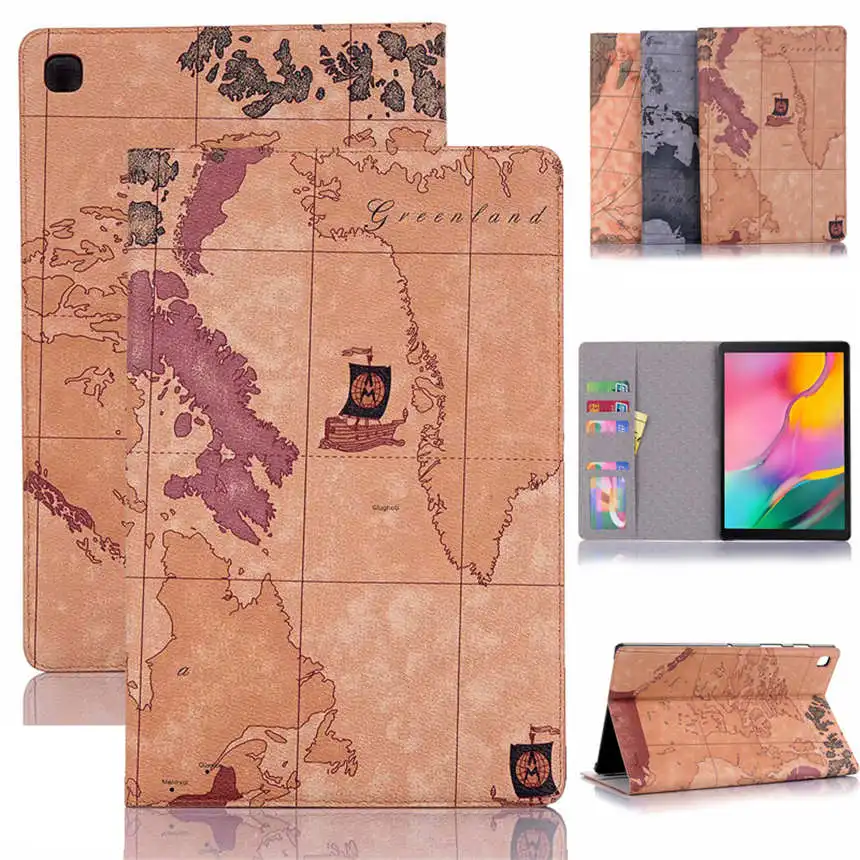 

Print Map Coque For Samsung Galaxy S5e 10.5 T720 T725 Case Card Slot Leather PU Stand Flip Cover For Samsung 10.5 T720 T725 Case