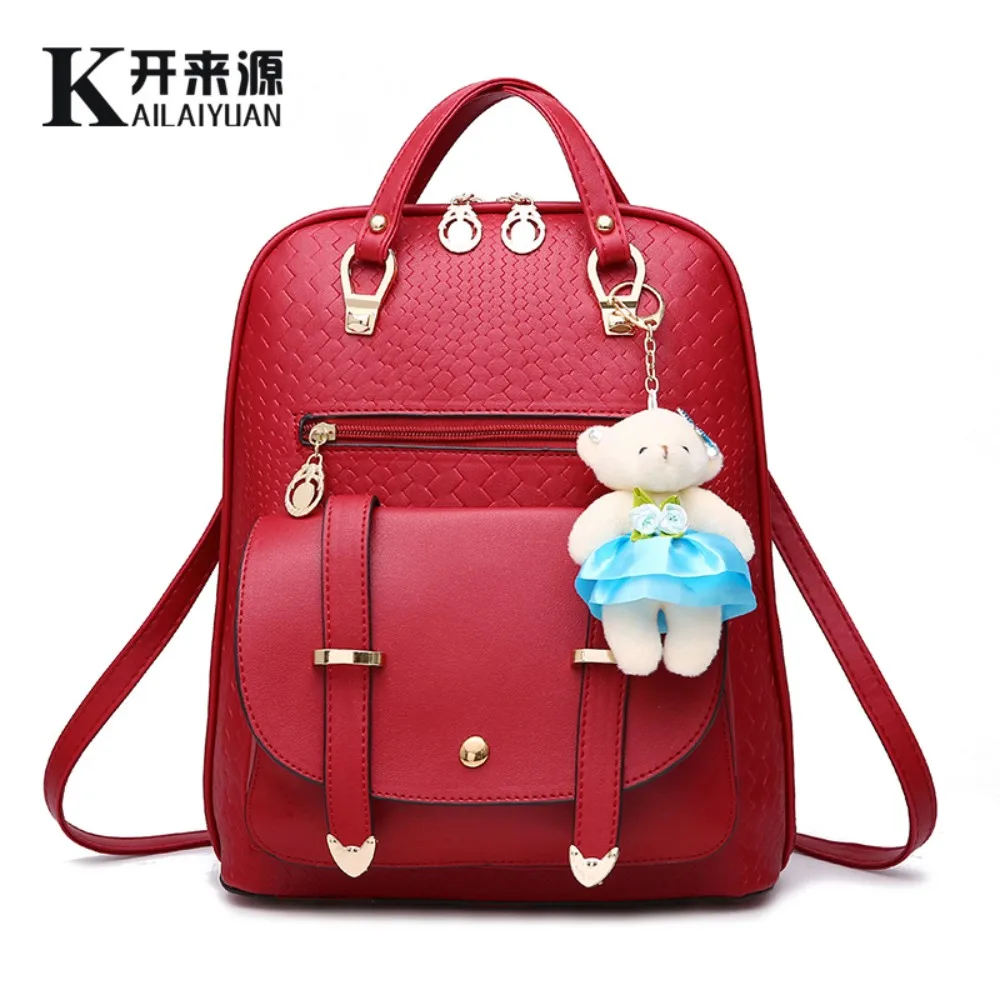Женский рюкзак из натуральной кожи женский весенний и летний студенческий рюкзак большой емкости сумка Корейская женская - Цвет: Бургундия
