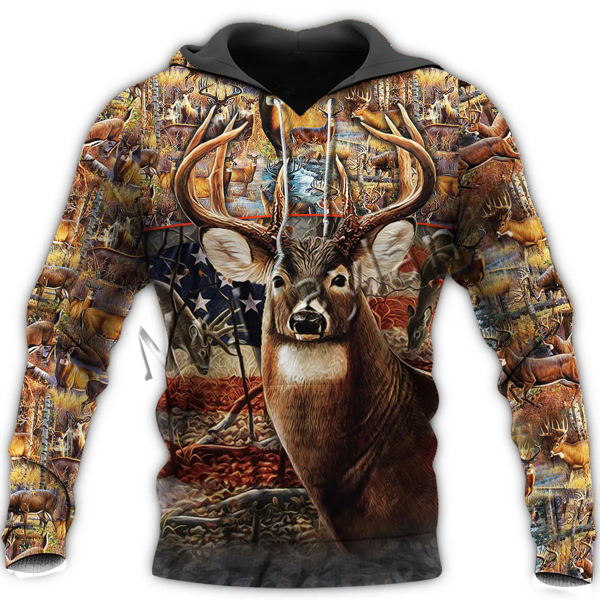 

3D Print Fashion Animal Deer Hunter American Flag Colorful Men/women Leisure Tracksuit Hoodie / Zipper / Sweatshirt / Jacket S91