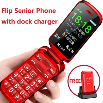 

Dual Display Flip Mobile Phone for Senior Camera Large Keyboard One Key Torch Super Light Dual Sim Easy Working Free Dock Charge
