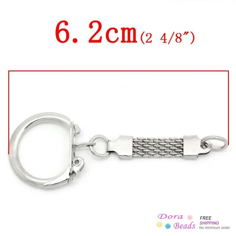 Брелок DoreenBeads для ключей Круглый Серебристый 62 мм x 23 30 шт. фурнитура изготовления