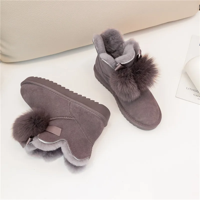 Meotina/женские ботинки; теплые шерстяные зимние ботинки; замшевые ботильоны на плоской подошве; полуботинки из натуральной кожи с натуральным мехом; женская зимняя обувь; размер 40 - Цвет: As Picture
