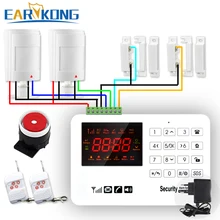 Беспроводная Проводная gsm домашняя сигнализация pir Проводные детекторы Проводная дверь открытая Поддержка Русский Английский Испанский язык голосовые подсказки