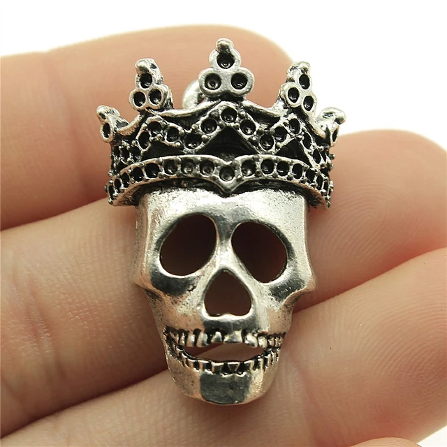 Antique Silver Charms Skull | Charms Silver Pendant Skull | Skull Crown  Jewelry Charm - Charms - Aliexpress