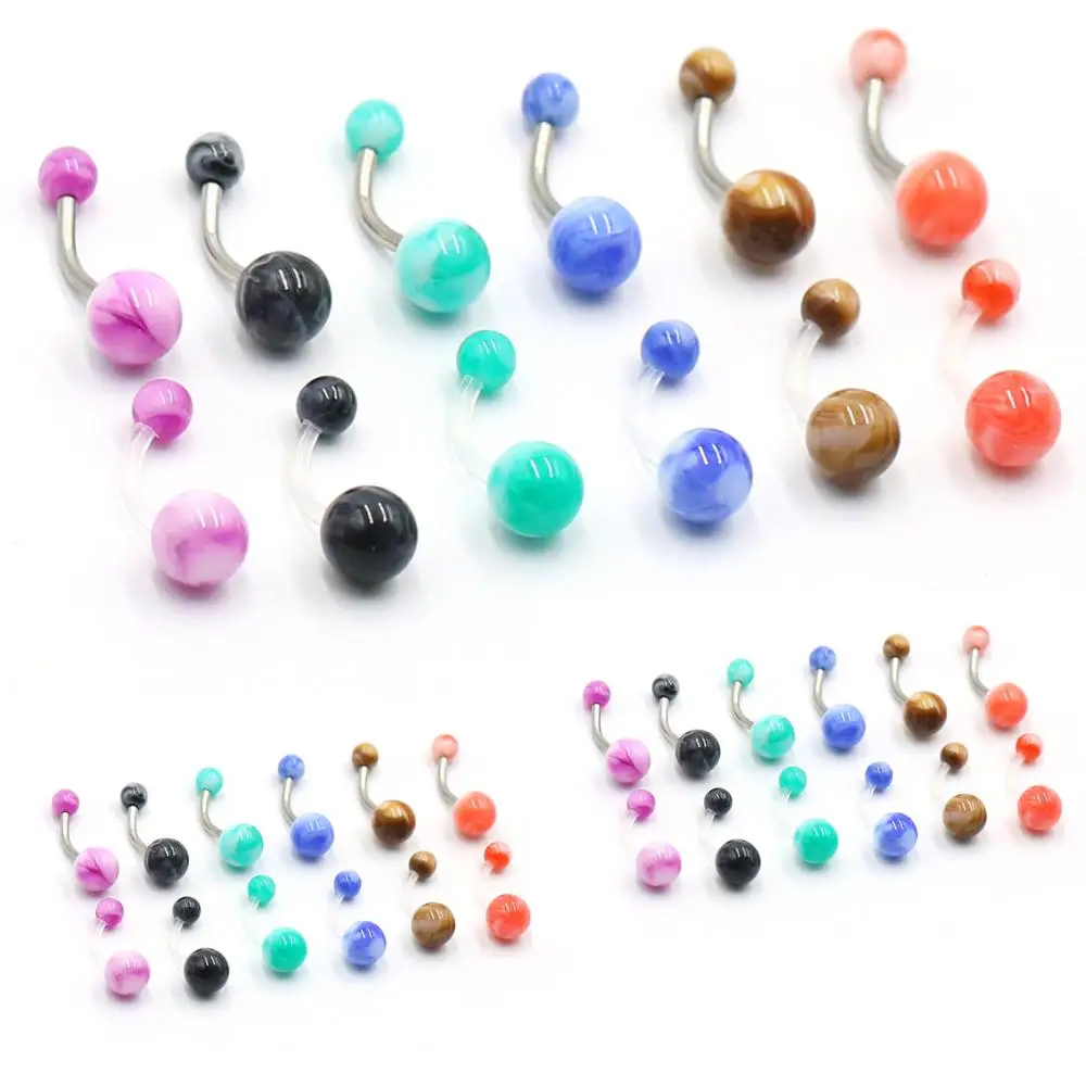 New 14G Acrylic Pregnancy Sport Maternity Flexible Navel Belly Button