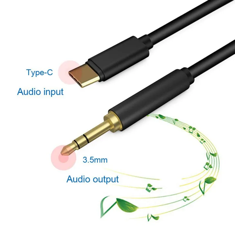 USB Tpye C to 3.5mm AUX Cable Type-C / For Iphone male to 3.5mm Jack male Car AUX Audio Adapter for Lightning AUX Cable 1M