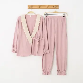 

Pajamas Women Autumn Japanese Kimono Cotton Long-sleeved Cardigan Suit Ladies Princess Sweet and Cute Loose Home Clothes
