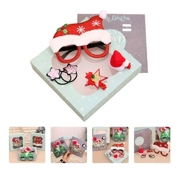 

1 Set of Christmas Glasses Xmas Headdress Set Hair Hoop Hairpins (Random Style)
