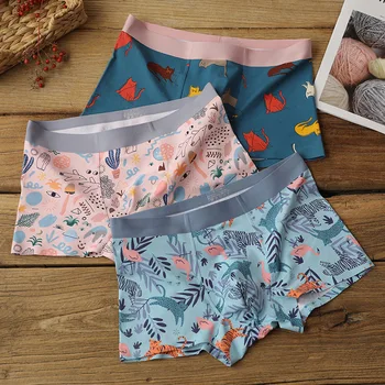 

New Cartoon Printed Underwear Men's Boxer Shorts Modal Cotton Seamless Men's Mid-waist Business Boxer Briefs Calzoncillos Bragas