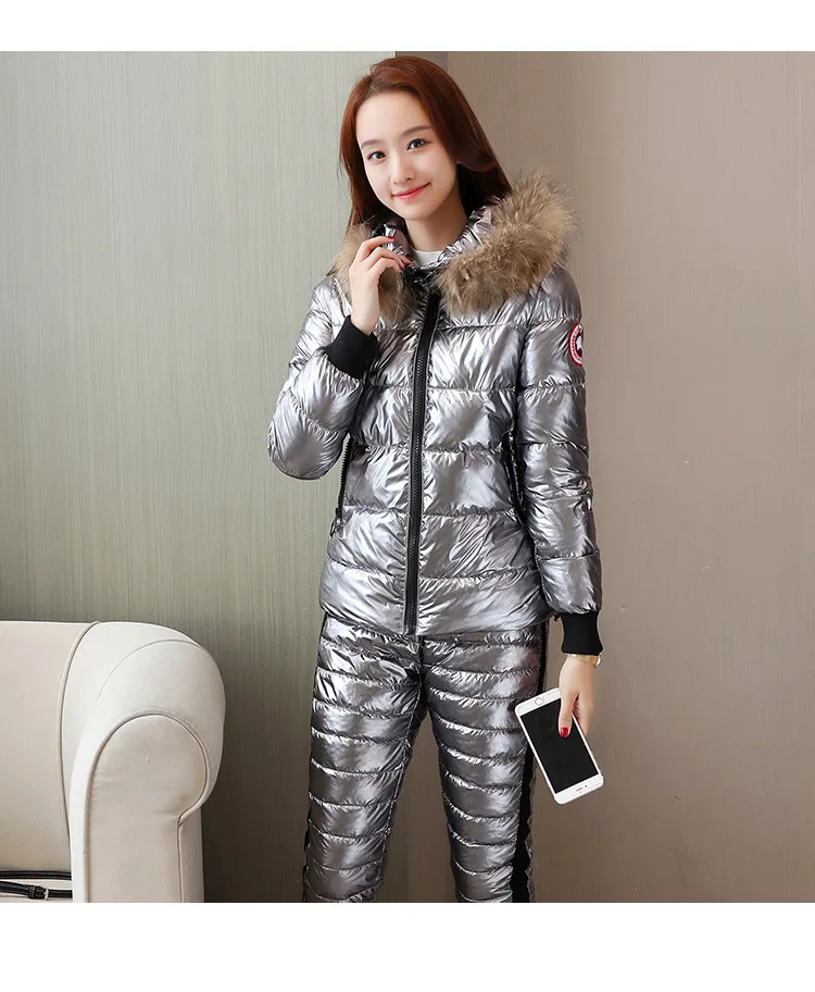 

Cotton-padded Clothes WOMEN'S Suit 2019 New Style Winter Korean-style WOMEN'S Wear Short Hooded Slim Fit Thick Two-Piece Set dow