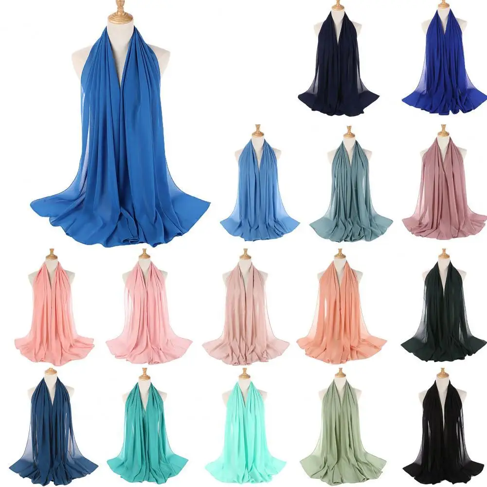 

72cmx175cm Solid Color Scarf Women Ultrathin Chiffon scarves Women Hijab Long Shawl Scarf Wraps Ladies Headscarf bufandas mujer