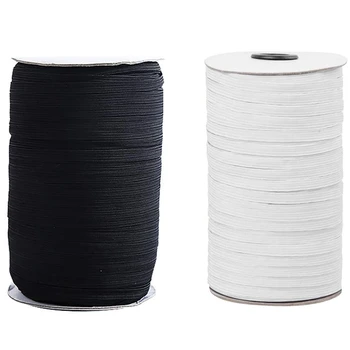 

2 Roll 1/8 Inch Elastic Cord Heavy Stretch String Braided Elastic Band/Elastic Rope 200 Yard - White & Black