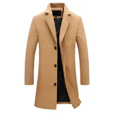 M-5XL осень и зима Новое мужское одноцветное повседневное деловое шерстяное пальто Мужская мода размера плюс приталенное длинное пальто