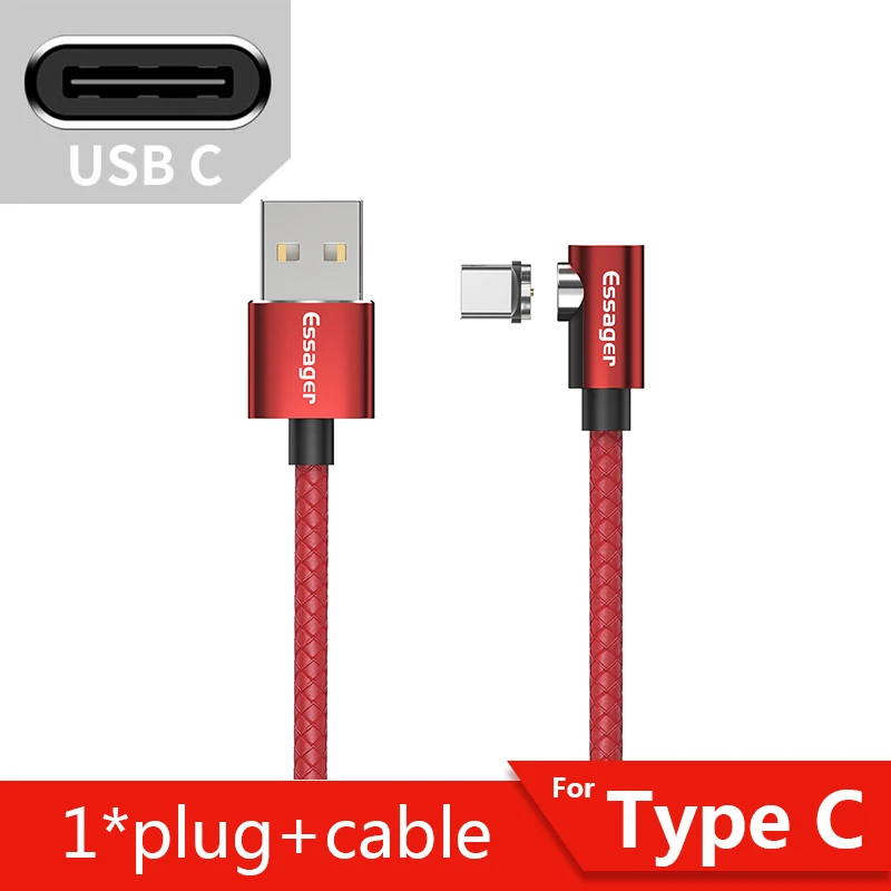 Essager 1/2 м Магнитный кабель Micro usb type C адаптер зарядное устройство Быстрая зарядка для iPhone 11 XR X Xiaomi Redmi Магнитный шнур для телефона - Цвет: Red Type C Cable