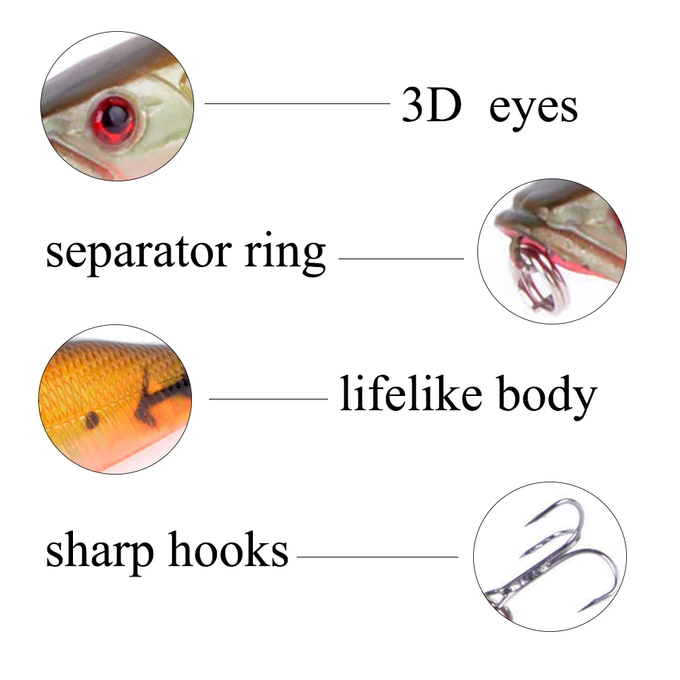 1 шт., 6 цветов, 7 см/2,76 дюйма, 7,5 г/0,26 унций, рыболовная приманка, гольян, жесткая приманка с 2 рыболовными крючками, рыболовные снасти, приманка с 3D глазами