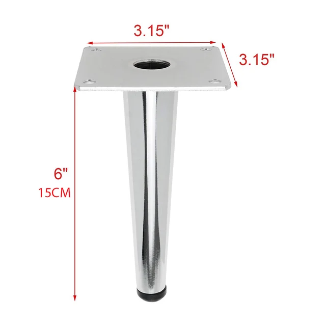 4Pcs Furniture table legs Silver Gold Metal Tapered Sofa Cupboard Cabinet Leg Feet 10/15//20/25/30 With Mounting Screws Straight feet 15cm