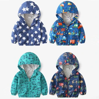 

2019 New Spring Autumn Children Jackets For 2-6Yrs Cartoon Print Baby Boys Girls Outerwear Coats Casual Hooded Jackets For Boys