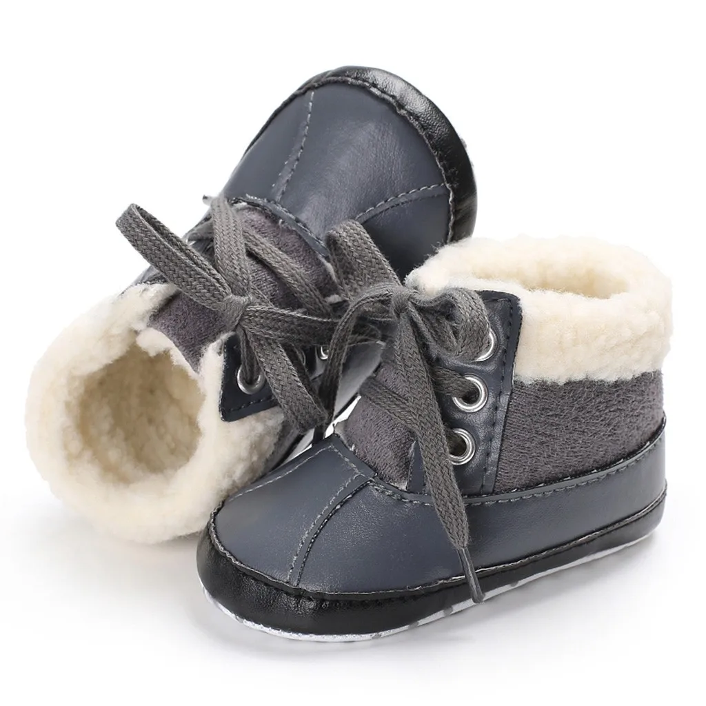 Ботинки для новорожденных мальчиков; обувь для малышей; теплые зимние ботильоны; обувь для новорожденных; нескользящие Нескользящие кроссовки;#814