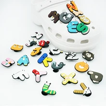 1 Pcs Cute Letters Shoe Charms Animal Lettering Shoe Accessories Buckles 26 Letters DIY your Own Lovely Buckles for Croc Jibz