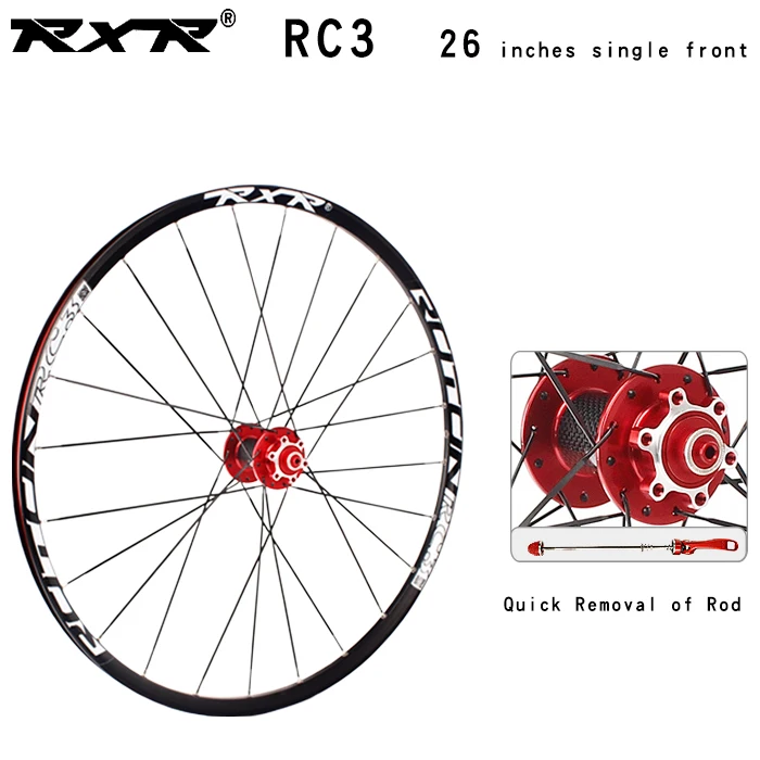 RXR горный велосипед внедорожный MTB Углеродные колеса 26 дюймов RC3 дисковый тормоз 5 подшипников 7-11speed через ось/QR колеса велосипеда - Цвет: 26RC3 Red front QR