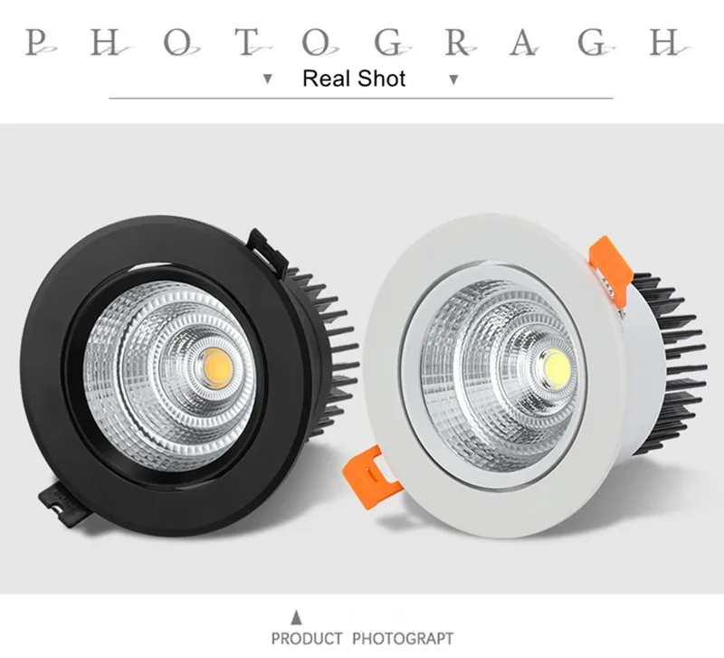 Диммируемый светодиодный светильник COB Потолочный Точечный светильник 3 Вт 5 Вт 7 Вт 10 Вт белый/черный корпус потолочный встраиваемый светильник s Внутреннее освещение
