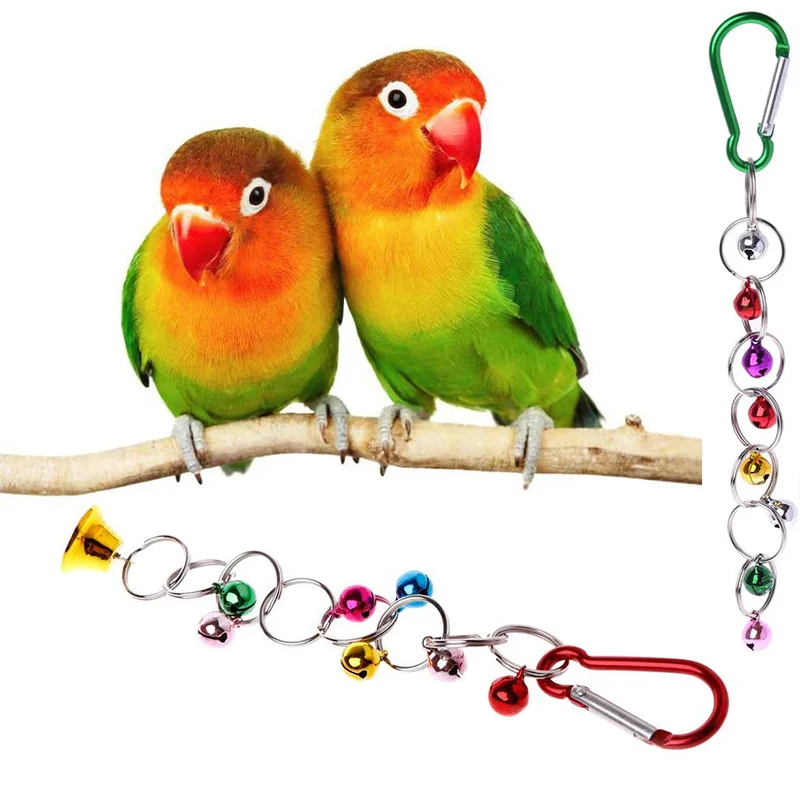 1Pc Parrot Bite Toy Bird Ring Bell Parrot Hanging Swing Chain Toy Parakeet Chew Swings Toy with Hanging Bells Bird Accessories images - 6