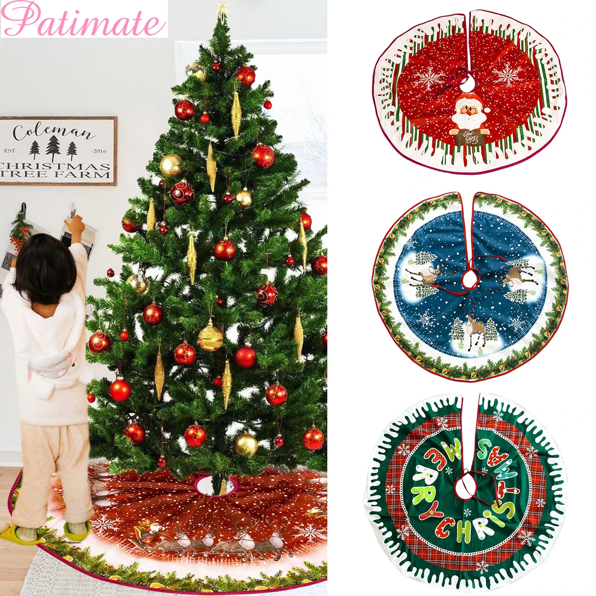

PATIMATE Merry Christmas Decorations For Home Christmas Tree Skirt Christmas Tree Decoration 2019 Navidad Gifts New Year 2020