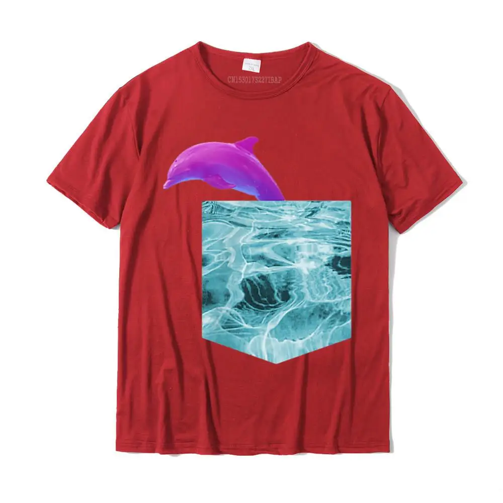 Cool Tshirts 2021 Short Sleeve Printed 100% Cotton Fabric Round Neck Men Tops Tees Design T-Shirt Summer Fall Free Shipping Vaporwave Dolphin T-Shirt Gift Water Pocket shape design Tee__MZ23640 red