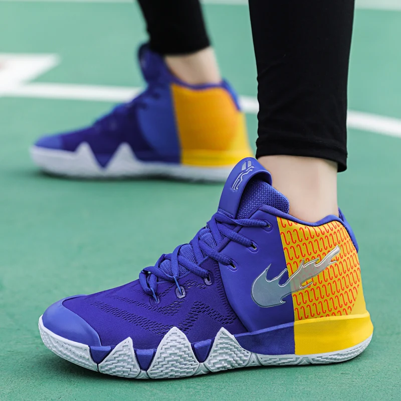 Новые цветные баскетбольные кроссовки с высоким берцем Kyrie 4, мужские баскетбольные кроссовки с нескользящей подошвой, zapatillas hombre Deportiva Basket Li Ning Zapatos - Цвет: Синий