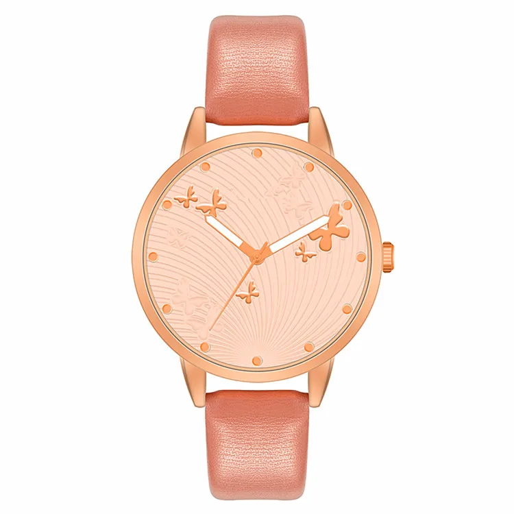 1 шт. роскошные женские модные часы с принтом бабочки, простые женские наручные часы, классический дизайн, женские кварцевые часы с кожаным ремешком