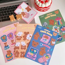 Korea Hot Ins Cute Cream Bear Waterproof Sticker Girl Heart Diy Hand Account Mobile Phone Computer Decoration Seamless Sticker