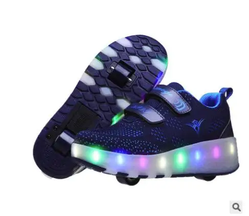 Heelies/светодиодный светильник; кроссовки с двойным двумя колесами для мальчиков и девочек; повседневная обувь на роликовых коньках для мальчиков и девочек; Zapatillas Zapatos Con Ruedas - Цвет: Photo Color 10