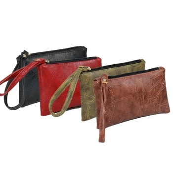 

Lralra Patchwork Men Women Wallets PU Leather Bag Zipper Clutch Coin Purse Phone Holder Wristlet Portable Handbag Party Shopping