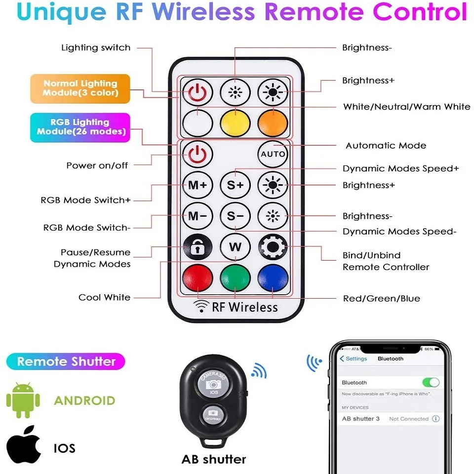 12in 30cm Selfie Ring Light RGB Tripod Phone Stand Holder Photography RingLight Circle Fill Light Led Color Lamp Trepied Makeup