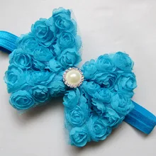 Q46 европейский и американский лидер продаж 6 ряд потрепанная шифоновая повязка для волос с бантом детский головной убор с цветком 12 цветов сортировка